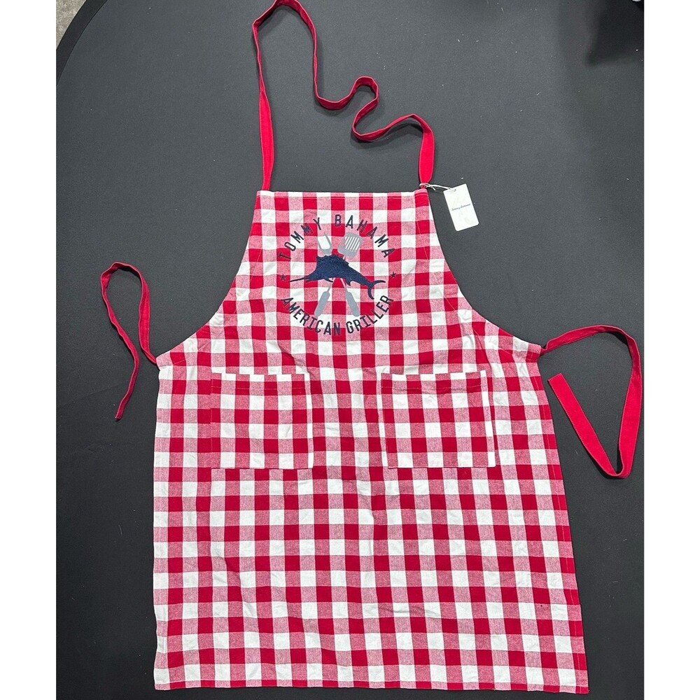 Tommy Bahama American Griller Red White Gingham Marlin BBQ Apron NWT